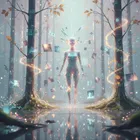 Fragmented memories floating like autumn leaves, disconnected but beautiful