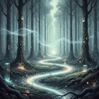 Sound waves transforming into streams of light in an empty forest